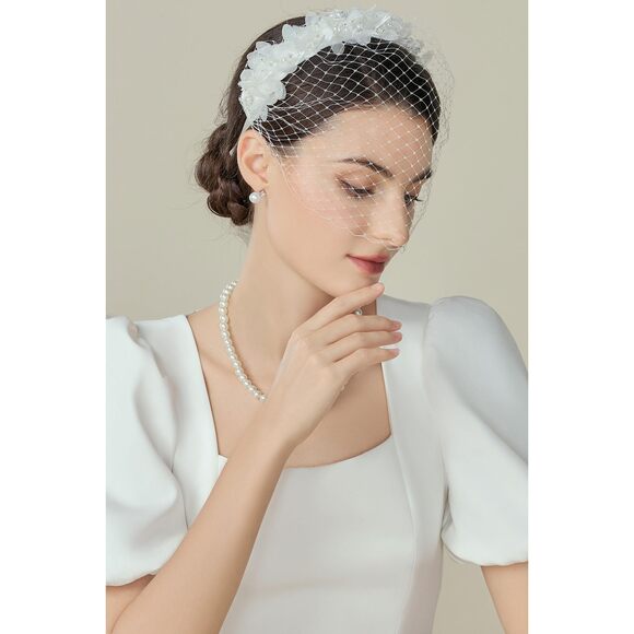 Mesh Veil Headband For Women - Tea Party 1920s Fascinator Face Veil 2227